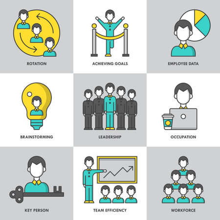 Businesss management and leadership modern thin line icons for web graphics and design. Isolated vector illustrationのイラスト素材