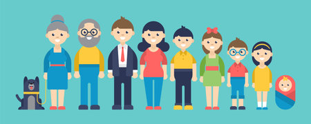 Happy family big set. Isolated vector illustrationのイラスト素材