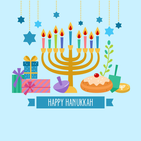 Hanukkah jewish holiday banner designのイラスト素材