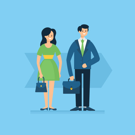 Business man and woman character design. Vector illustrationのイラスト素材