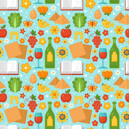 Jewish holiday Passover seamless pattern for graphic and web design. Vector illustrationのイラスト素材