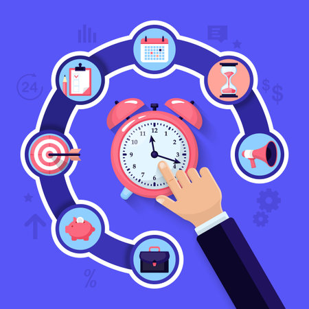 Time management and time is money concept. Flat style vector illustrationのイラスト素材