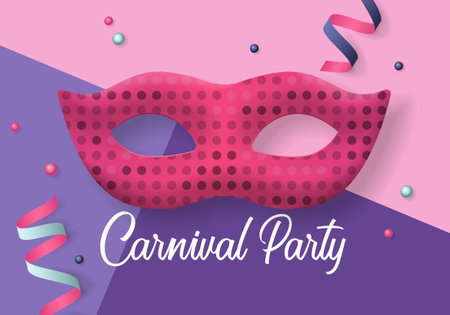 Carnival party background with carnival mask. Realistic vector illustration.のイラスト素材