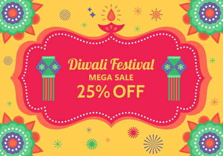 Diwali Hindu festival sale banner design. Vector illustrationのイラスト素材