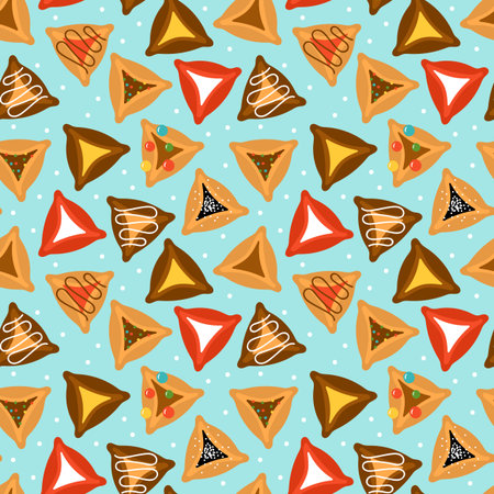 Seamless pattern for jewish holiday Purim. Childish background for fabric, wrapping paper, textile, wallpaper and cardsのイラスト素材
