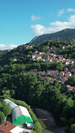 Aerial Miljacka Riverの写真素材