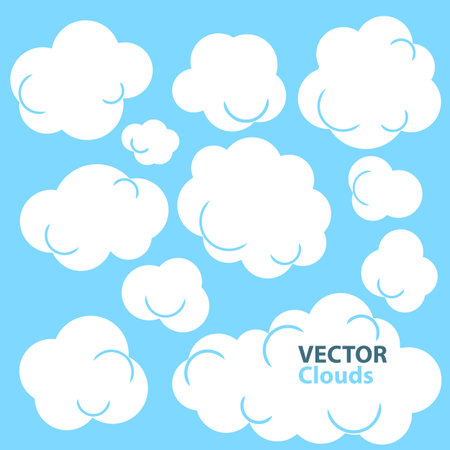 Cartoon Clouds - Collection of vector cloud designs   Clouds can be easily recolored and combined のイラスト素材