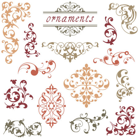 Victorian Scroll Ornaments - A collection of various scroll ornaments   Objects are grouped and file is layered のイラスト素材