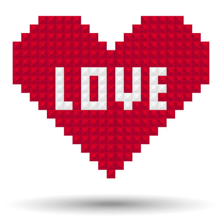 Pixel Heart Love - Vector pixel heart with the word  love  in the center  のイラスト素材