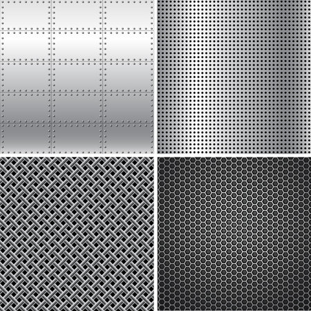 Silver Metal Textures - Vector silver metal texture backgrounds  のイラスト素材