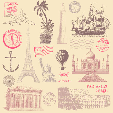 Vintage Travel Design Elementsのイラスト素材