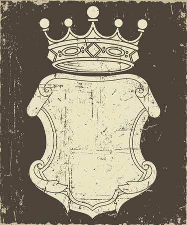 Grunge Coat of Arms - Elements and textures are on separate layers for easy editing.  Colors can be changed easily.のイラスト素材