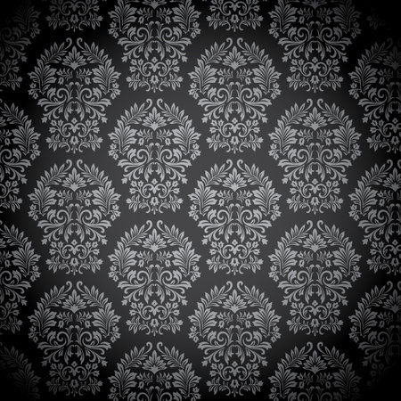 Black Damask Pattern Seamless Pattern.  のイラスト素材