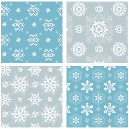 Snowflake Pattern Set - Set of 4 snowflake vector patterns. Each snowflake is grouped individually for easy editing.のイラスト素材