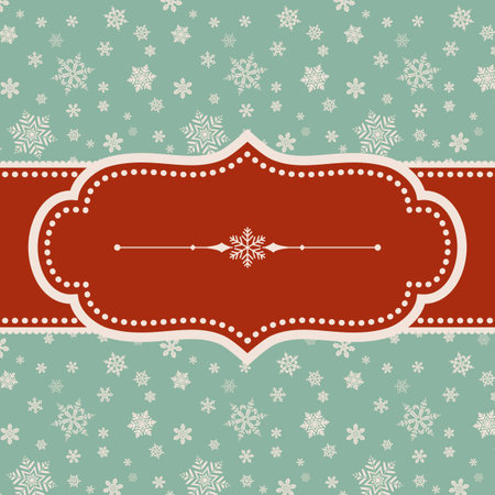 Retro Snowflake Background - Vintage frame design on snowflake background.  Snowflake pattern is behind a clipping mask.  Snowflake pattern swatch is included in swatches panel.  Colors are global for easy editing.のイラスト素材