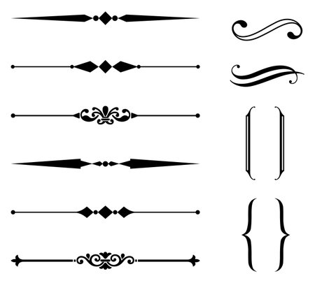 Rule Line and Ornament Set - Set of rule line and ornament design elements.  Each element is grouped separately for easy editing.