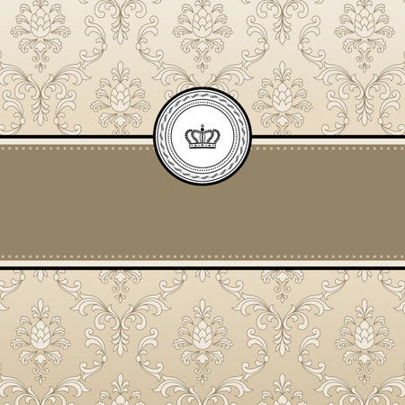 Frame Background - Vintage style frame on seamless damask background.  Damask background is behind a clipping mask, and may be released to modify dimensions of the composition.のイラスト素材