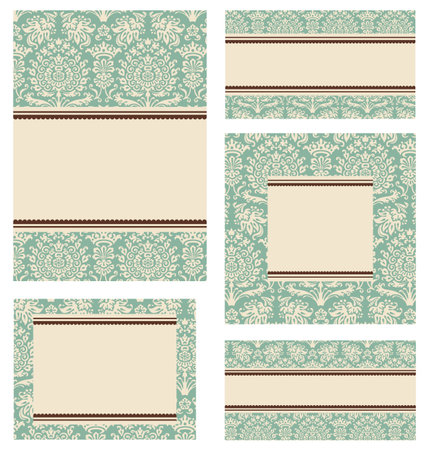 Blank Card Designs - Blank card designs in different formats.  Seamless pattern swatch is included in swatches window.  Colors are global for easy editing.のイラスト素材