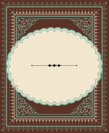 Vintage Letterpress-style frame - Vintage background with letterpress style ornaments.  Colors are global for easy editing.  Repeating border brushes are included in brushes window.のイラスト素材