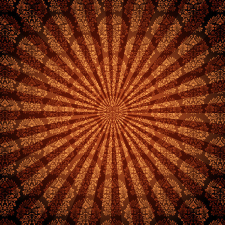 Damask Starburst - Vector Seamless Pattern with radial starburst.  File contains separate layers and global colors for easy editing.  Seamless pattern swatch is included in swatches window.のイラスト素材