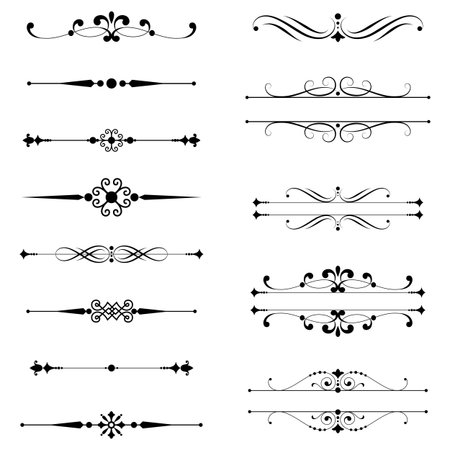 Typographic Ornaments  Rule Lines  Set of text dividers.のイラスト素材
