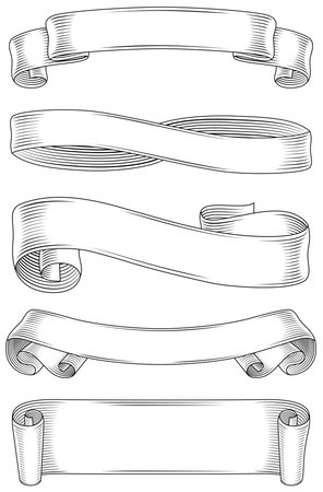 Classic Banners Set - Set of highly detailed, shaded banners.  Each banner is grouped individually, and each section of shading is grouped separately for easily editing.のイラスト素材