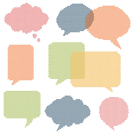 Halftone Comic Word Bubbles - Set of word bubbles with halftone textures.  Colors are global and can be easily edited.のイラスト素材