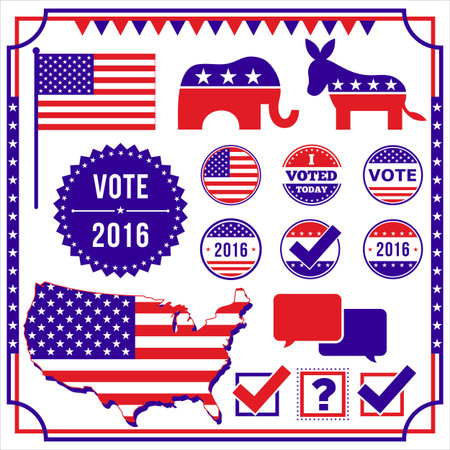 Voting and Election Element Set - All elements are separate, and file is layered for easy editing.のイラスト素材