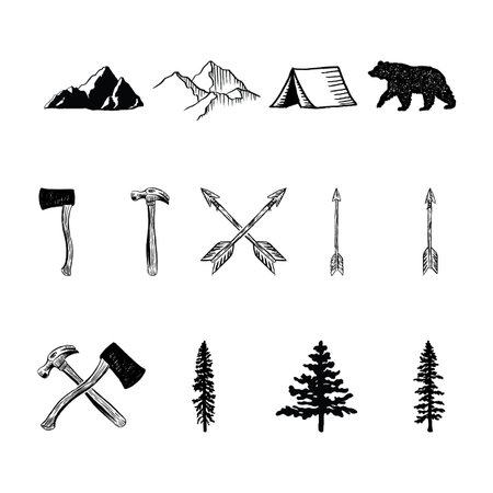 Rustic Illustrations - 13 hand drawn vector illustrations.のイラスト素材