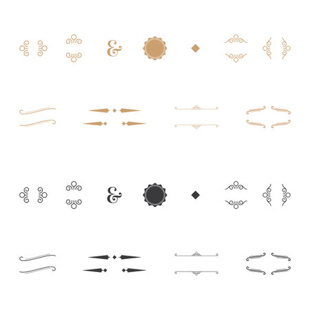 Modern Vintage Ornaments - Collection of black and gold vintage ornamentsのイラスト素材