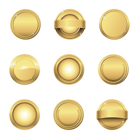 Gold Medals - Collection of vector gold medals awardsのイラスト素材