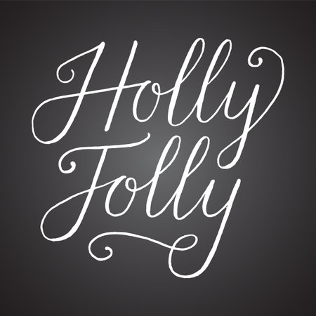 Chalkboard Holly Jolly Hand Lettering vector illustrationのイラスト素材