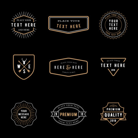 Vintage Badge Logos - Set of vintage minimal badge logo designs.のイラスト素材