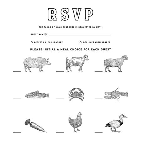 Vintage style  of meal choice options: pork, beef, lamb, seafood, vegetarian and poultryのイラスト素材