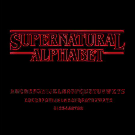 Supernatural Alphabet With Red Glowing Letters â Red glowing alphabet.のイラスト素材