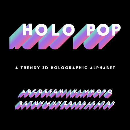 Holographic Alphabet - Holographic alphabet with colorful 3D letters.のイラスト素材