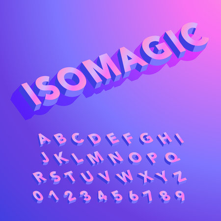 Colorful Isometric Alphabet - ISOMAGIC is an isometric sans serif alphabet with colorful 3D letters.のイラスト素材