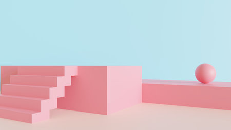 Abstract 3d rendered  with pastel colorsの写真素材