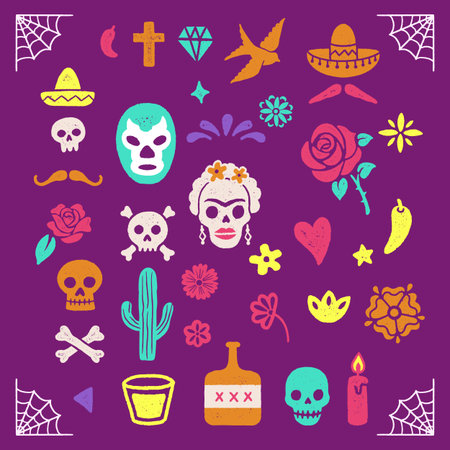 Vintage Day of the Dead graphicsのイラスト素材