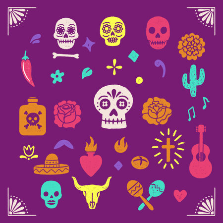 Vintage Day of the Dead graphicsのイラスト素材
