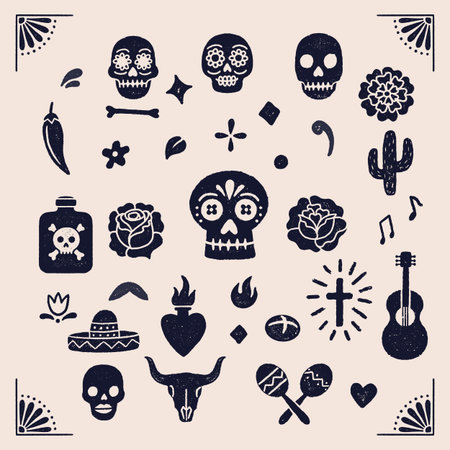 Vintage Day of the Dead graphicsのイラスト素材