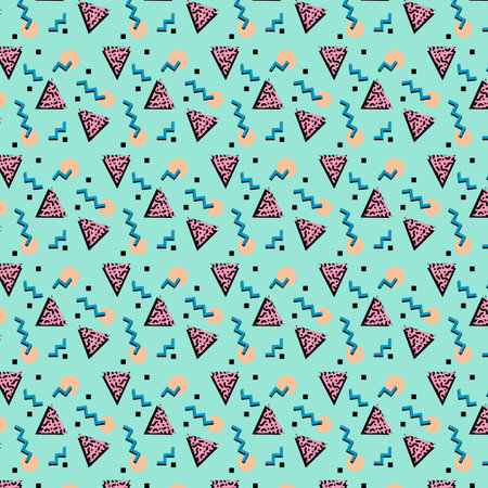 Retro 80s pattern seamless tile - Abstract, 80s style seamless patternのイラスト素材