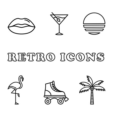 Retro Icon Set -Â Retro icons in a monoline style. This 80s style icon setのイラスト素材