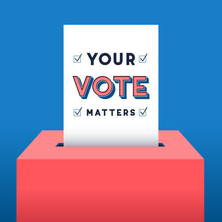 Voting ballot going into a ballot box.のイラスト素材