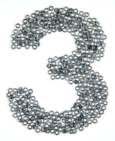 Number three made of nuts