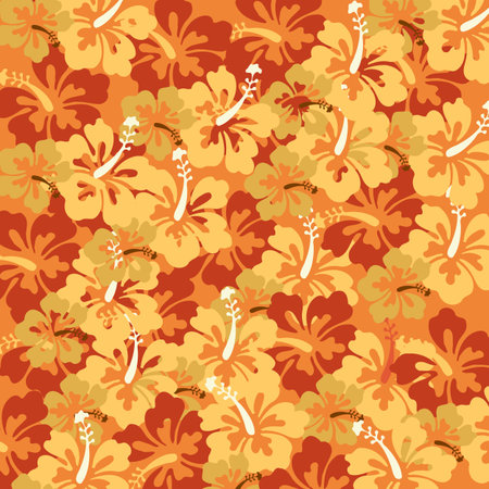 Yellow and Orange colour Hawaiian hibiscus floral backgroundの写真素材