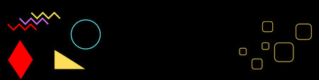 Horizontal frame of geometry shapes on black backgroundの写真素材