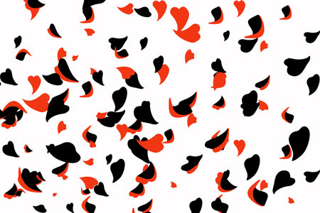 Valentine background with falling Rose's petals in heart shapesの写真素材
