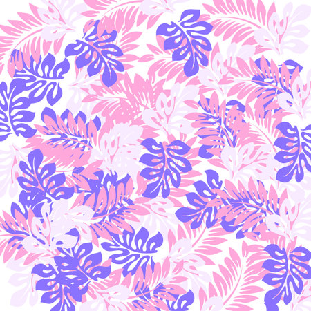 Watercolor seamless pattern with colourful leaf. Romantic wedding background. Blue and pink bright summer seamless pattern. Can be used for any kind of designの写真素材