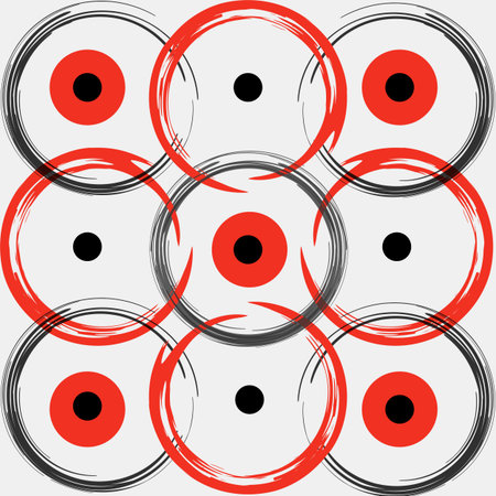Red and black pattern print circles background.の写真素材